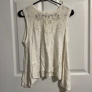 Free People cream tank with lace detail